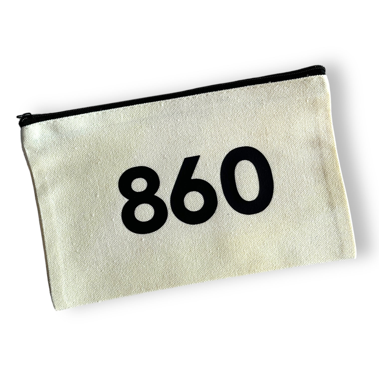 Area Code NATURAL Canvas Zipper Bag - 860 – Mellow Monkey
